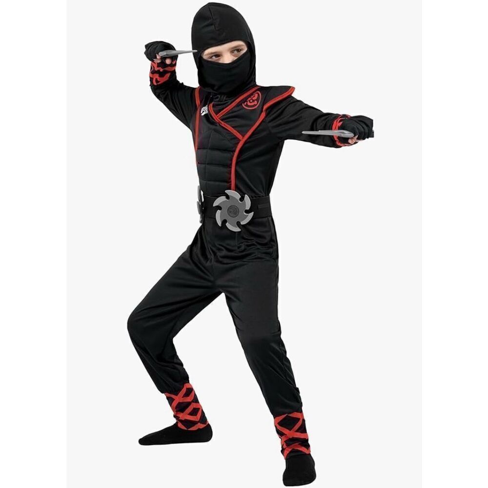 Spooktacular Creations Ninja Costume Black/Red Kids Size XL (12-14)